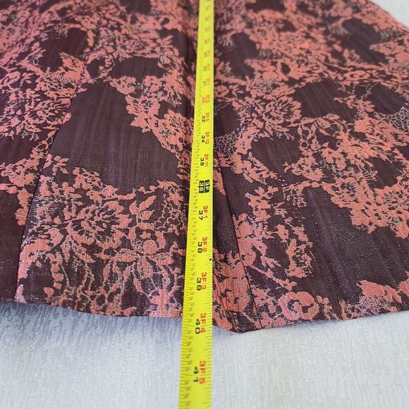 Kay Unger womens sleeveless V neck midi burgundy jacquard floral midi Size 8 - Picture 8 of 13